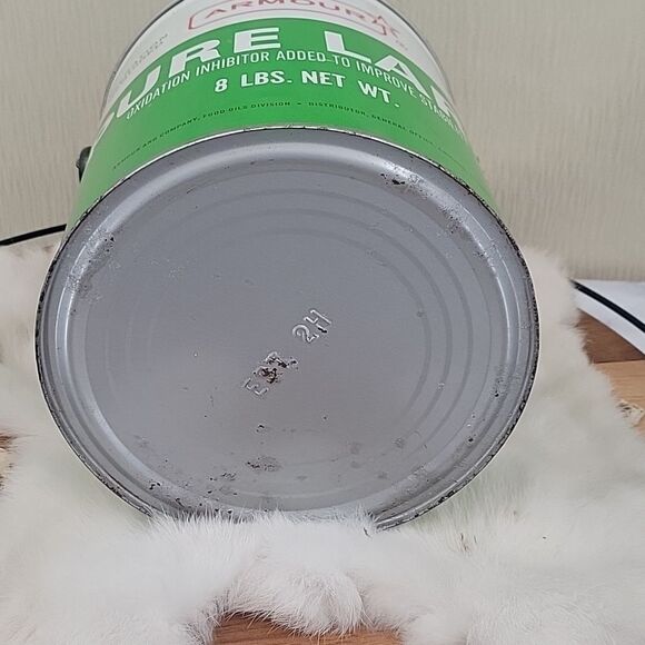 ARMOUR Pure Lard Paint Can Style Tin vintage Advertising Green and white - Picture 7 of 8